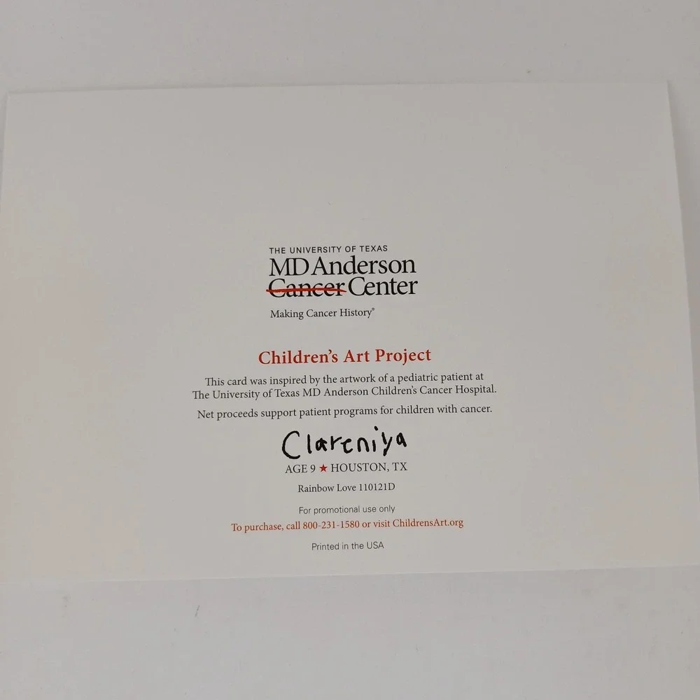 MD Anderson Children's Art Project Greeting Blank‎ Note Cards 4ct w/Envelopes